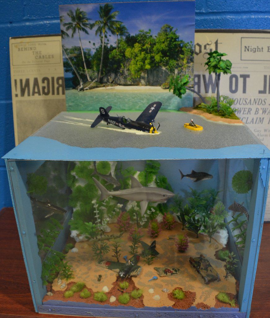 Mario's diorama of the Battle of Midway<br/>